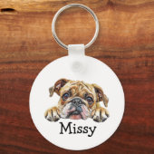 Bulldog puppy gepersonaliseerd sleutelhanger (Achterkant)