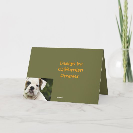 Bulldog puppy grappig ouder worden verjaardagskaar kaart (Achterkant)