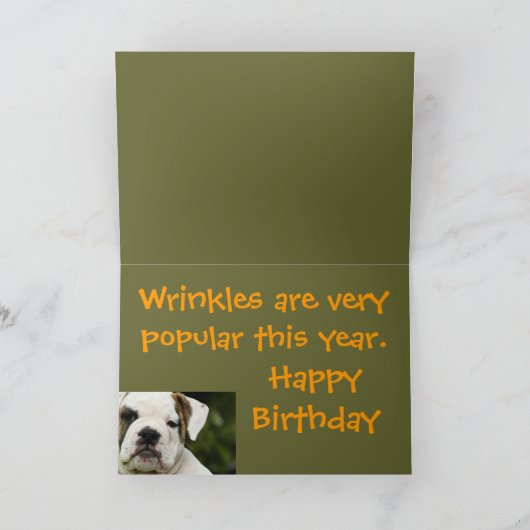 Bulldog puppy grappig ouder worden verjaardagskaar kaart (Binnen)