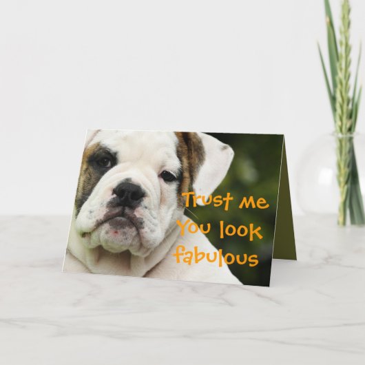 Bulldog puppy grappig ouder worden verjaardagskaar kaart (Voorkant)