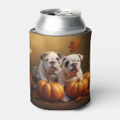 Bulldog Puppy Herfst Delight Pompoen Blikjeskoeler (Blikje Voorkant)