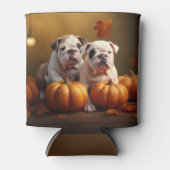 Bulldog Puppy Herfst Delight Pompoen Blikjeskoeler (Voorkant)