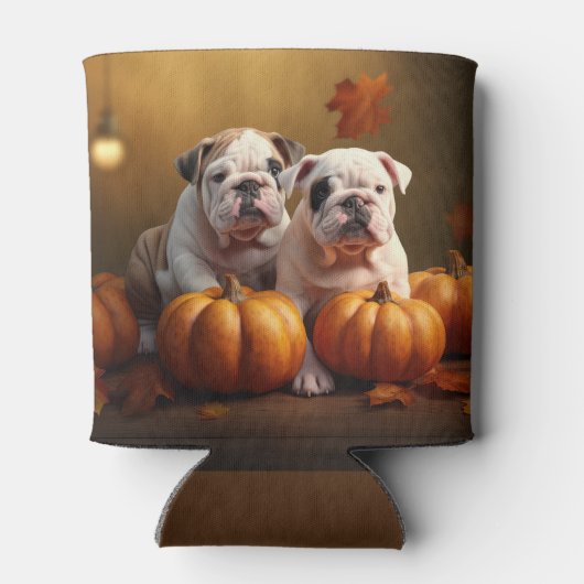 Bulldog Puppy Herfst Delight Pompoen Blikjeskoeler (Achterkant)