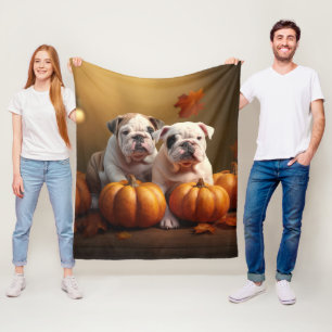 Bulldog Puppy Herfst Delight Pompoen Fleece Deken