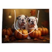 Bulldog Puppy Herfst Delight Pompoen Groot Cadeauzakje (Voorkant)