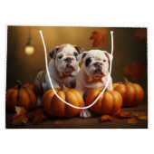 Bulldog Puppy Herfst Delight Pompoen Groot Cadeauzakje (Achterkant)