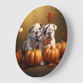 Bulldog Puppy Herfst Delight Pompoen Grote Klok (Hoek)