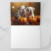 Bulldog Puppy Herfst Delight Pompoen Kaart (Binnen)