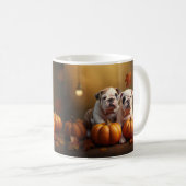 Bulldog Puppy Herfst Delight Pompoen Koffiemok (Voorkant rechts)