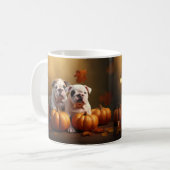 Bulldog Puppy Herfst Delight Pompoen Koffiemok (Voorkant links)