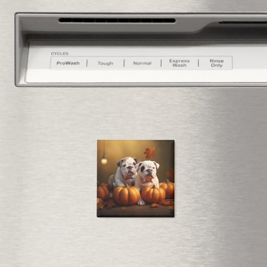 Bulldog Puppy Herfst Delight Pompoen Magneet (Insitu (Vaatwasser))