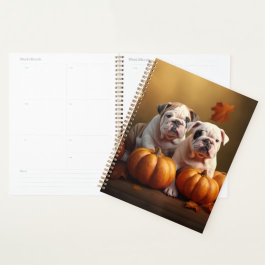 Bulldog Puppy Herfst Delight Pompoen Planner (Display)