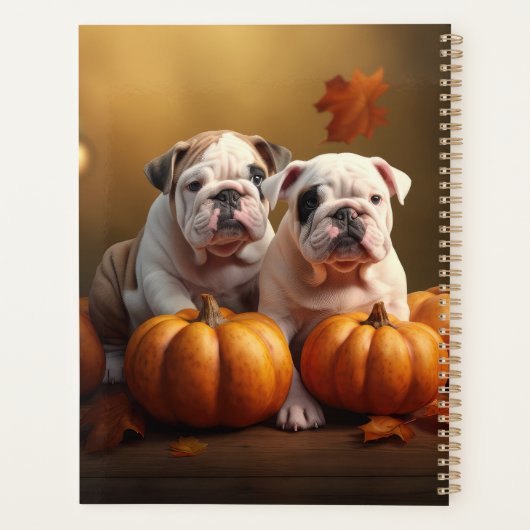 Bulldog Puppy Herfst Delight Pompoen Planner (Achterkant)