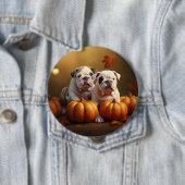 Bulldog Puppy Herfst Delight Pompoen Ronde Button 4,0 Cm (In situ)
