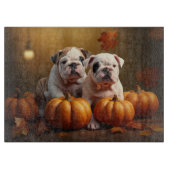 Bulldog Puppy Herfst Delight Pompoen Snijplank (Voorkant)