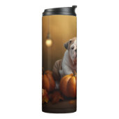 Bulldog Puppy Herfst Delight Pompoen Thermosbeker (Gedraaid links)