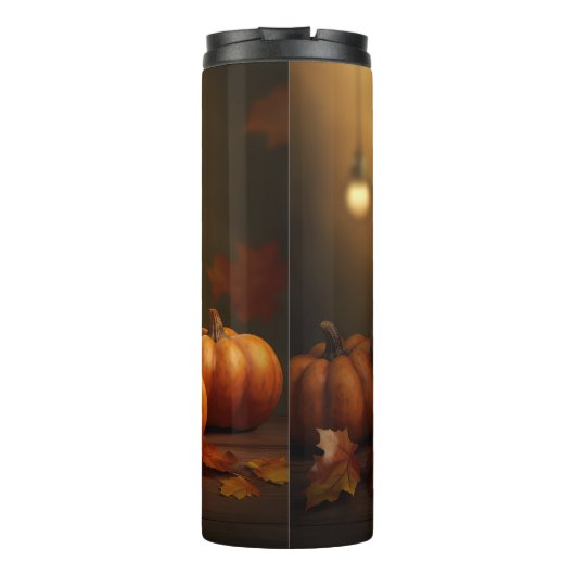 Bulldog Puppy Herfst Delight Pompoen Thermosbeker (Achterkant)