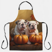 Bulldog Puppy Herfstvreugd Pompoen Schort (Voorkant)