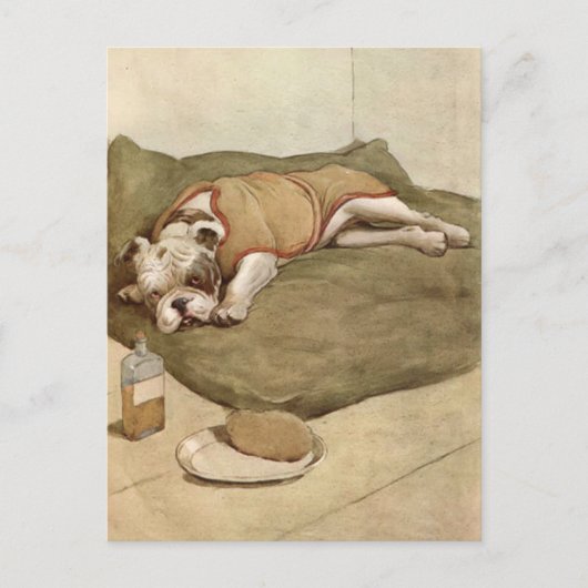  Bulldog Puppy Illustratie Briefkaart (Voorkant)
