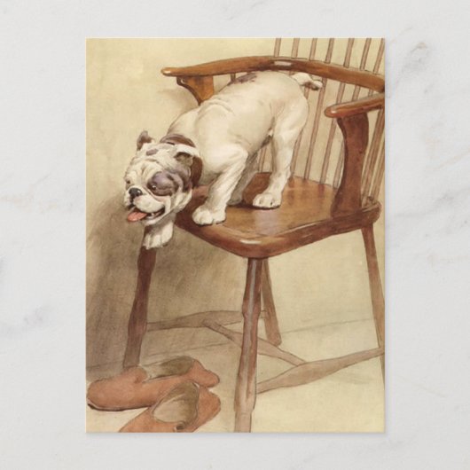  Bulldog Puppy Illustratie Briefkaart (Voorkant)