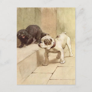  Bulldog Puppy Illustratie Briefkaart