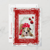 Bulldog Puppy Knuffels & Kusjes en Kerstwensen Feestdagenkaart (Voorkant / Achterkant)