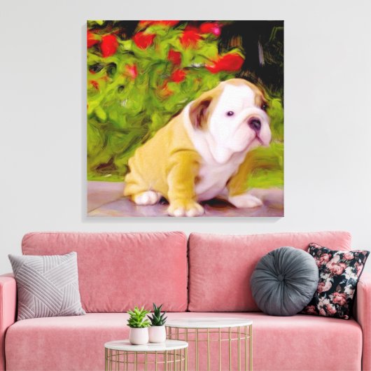 Bulldog puppy kunst canvas afdruk (Insitu (Woonkamer))