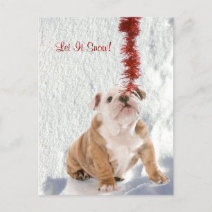 Bulldog Puppy laat het sneeuwen #2 Vakantiegroet Feestdagenkaart