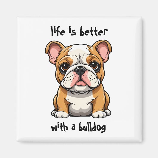 Bulldog Puppy Magneet (Voorkant)