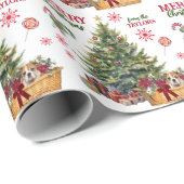 Bulldog puppy mand onder de boom cadeaupapier (Rol Hoek)