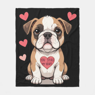Bulldog Puppy met een oprechte boodschap Fleece Deken