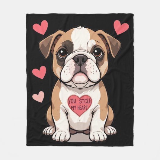 Bulldog Puppy met een oprechte boodschap Fleece Deken (Voorkant)