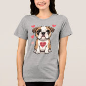 Bulldog Puppy met een oprechte boodschap Tri-Blend Shirt (Voorkant)