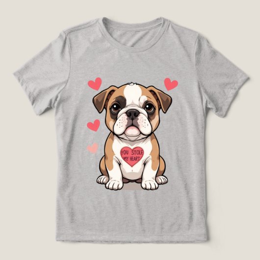 Bulldog Puppy met een oprechte boodschap Tri-Blend Shirt (Design voorkant)