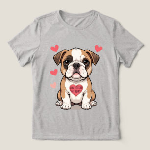 Bulldog Puppy met Hartverwarmende Boodschap Tri-Blend Shirt