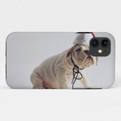 Bulldog Puppy met Kerstman Hoed Case-Mate iPhone Case (Achterkant (horizontaal))