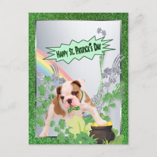 Bulldog puppy nummer drie Happy St Pattys Day Briefkaart