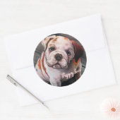Bulldog Puppy Ronde Sticker (Envelop)