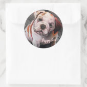 Bulldog Puppy Ronde Sticker (Tas)
