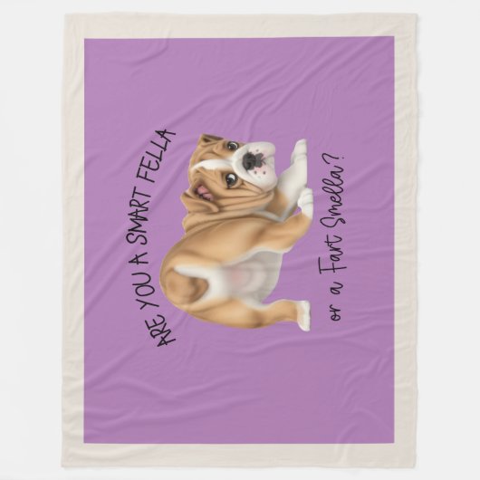 Bulldog Puppy Smart Fella Fart Smella Donker Fleece Deken (Voorkant)