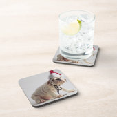 Bulldog Puppy Wearing Santa Hat Bier Onderzetter (Rechterzijde)