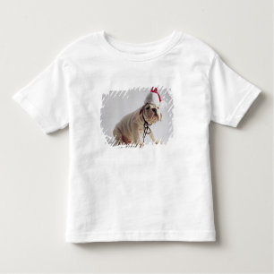 Bulldog Puppy Wearing Santa Hat Kinder Shirts