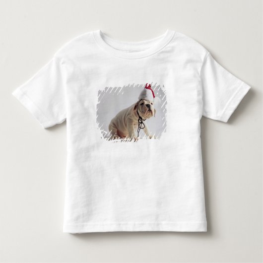 Bulldog Puppy Wearing Santa Hat Kinder Shirts (Voorkant)