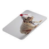 Bulldog Puppy Wearing Santa Hat Magneet (Linkerzijde)