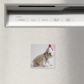 Bulldog Puppy Wearing Santa Hat Magneet (Insitu (Vaatwasser))