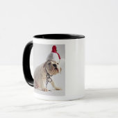 Bulldog Puppy Wearing Santa Hat Mok (Voorkant links)