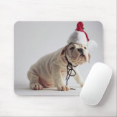 Bulldog Puppy Wearing Santa Hat Muismat (Met muis)