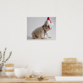 Bulldog Puppy Wearing Santa Hat Poster (Keuken)
