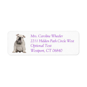 Bulldog Puppylabel met retouradres en naam Etiket