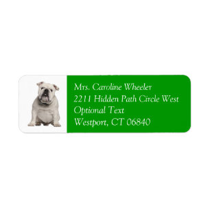 Bulldog Puppylabel met retouradres en naam Etiket